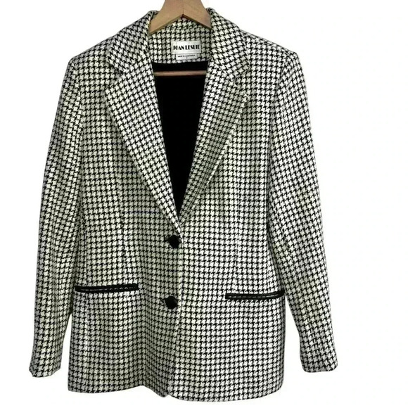 Joan Leslie Vintage Black and White Houndstooth Pattern Blazer Jacket | Size 8 - Picture 1 of 8